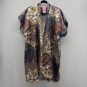 Vintage Sleep Solutions Kimono Robe Womens Medium Multi Floral Print Tie Waist